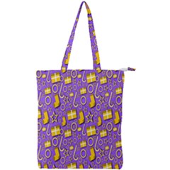 Pattern-purple-cloth Papper Pattern Double Zip Up Tote Bag