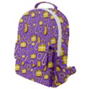 Pattern-purple-cloth Papper Pattern Flap Pocket Backpack (Small) View1