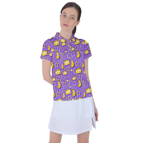 Pattern-purple-cloth Papper Pattern Women s Polo Tee by nateshop