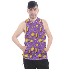 Pattern-purple-cloth Papper Pattern Men s Sleeveless Hoodie