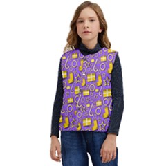 Pattern-purple-cloth Papper Pattern Kid s Short Button Up Puffer Vest	 by nateshop