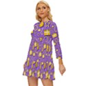 Pattern-purple-cloth Papper Pattern Long Sleeve Babydoll Dress View2