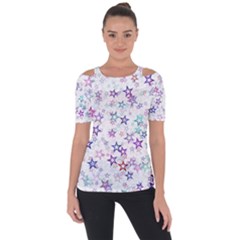 Christmasstars Shoulder Cut Out Short Sleeve Top