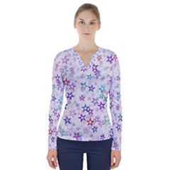 Christmasstars V-neck Long Sleeve Top by kyorashop23