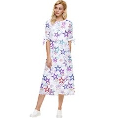 Christmasstars Bow Sleeve Chiffon Midi Dress