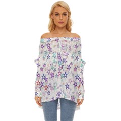 Christmasstars Off Shoulder Chiffon Pocket Shirt