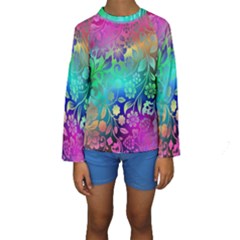 Flower Nature Petal  Blossom Kids  Long Sleeve Swimwear