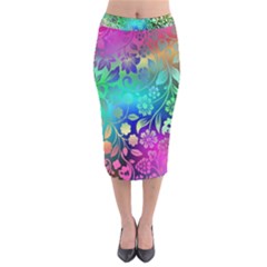 Flower Nature Petal  Blossom Velvet Midi Pencil Skirt