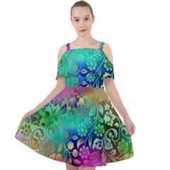 Flower Nature Petal  Blossom Cut Out Shoulders Chiffon Dress