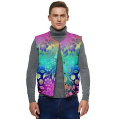 Flower Nature Petal  Blossom Men s Short Button Up Puffer Vest	