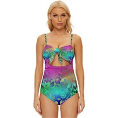 Flower Nature Petal  Blossom Knot Front One-Piece Swimsuit