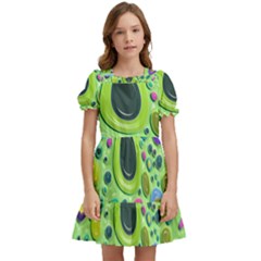 Blob Ring Circle Abstract Kids  Puff Sleeved Dress