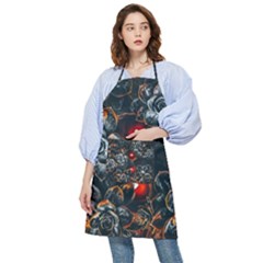 Abstract Flora Floral Flower Pattern Pocket Apron by Wegoenart