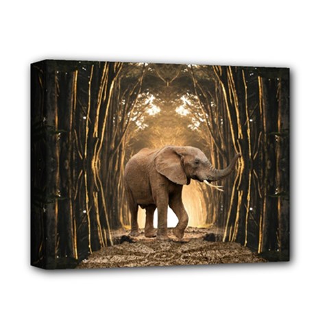 Sculpture Travel Outdoor Nature Elephant Deluxe Canvas 14  X 11  (stretched) by Wegoenart