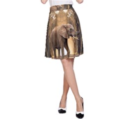 Sculpture Travel Outdoor Nature Elephant A-line Skirt by Wegoenart