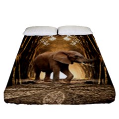 Sculpture Travel Outdoor Nature Elephant Fitted Sheet (queen Size) by Wegoenart