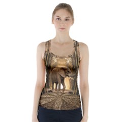 Sculpture Travel Outdoor Nature Elephant Racer Back Sports Top by Wegoenart