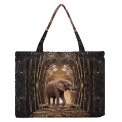 Sculpture Travel Outdoor Nature Elephant Zipper Medium Tote Bag by Wegoenart