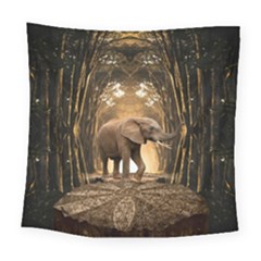 Sculpture Travel Outdoor Nature Elephant Square Tapestry (large) by Wegoenart