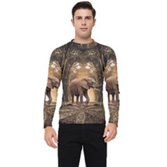 Sculpture Travel Outdoor Nature Elephant Men s Long Sleeve Rash Guard by Wegoenart