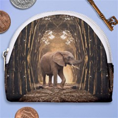 Sculpture Travel Outdoor Nature Elephant Horseshoe Style Canvas Pouch by Wegoenart