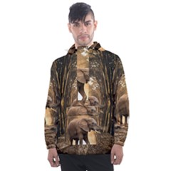 Sculpture Travel Outdoor Nature Elephant Men s Front Pocket Pullover Windbreaker by Wegoenart