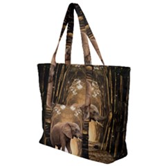 Sculpture Travel Outdoor Nature Elephant Zip Up Canvas Bag by Wegoenart