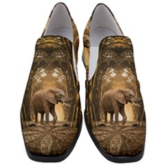 Sculpture Travel Outdoor Nature Elephant Women Slip On Heel Loafers by Wegoenart