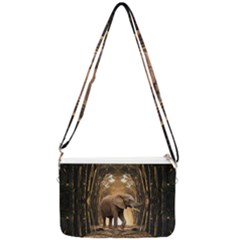 Sculpture Travel Outdoor Nature Elephant Double Gusset Crossbody Bag by Wegoenart