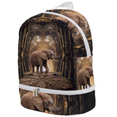 Sculpture Travel Outdoor Nature Elephant Zip Bottom Backpack by Wegoenart