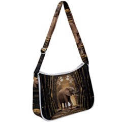 Sculpture Travel Outdoor Nature Elephant Zip Up Shoulder Bag by Wegoenart