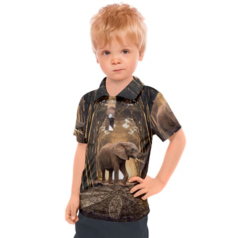 Sculpture Travel Outdoor Nature Elephant Kids  Polo Tee by Wegoenart