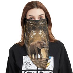 Sculpture Travel Outdoor Nature Elephant Face Covering Bandana (triangle) by Wegoenart