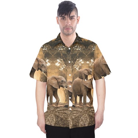 Sculpture Travel Outdoor Nature Elephant Men s Hawaii Shirt by Wegoenart