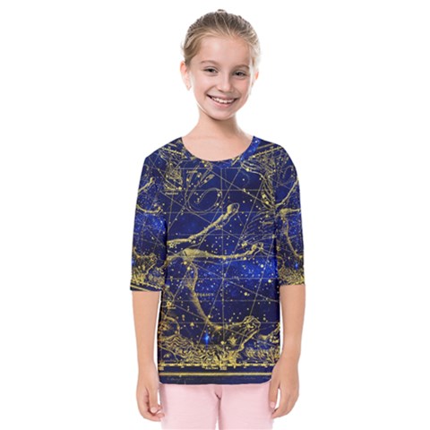 Constellation Horse Dolphin Kids  Quarter Sleeve Raglan Tee by Wegoenart