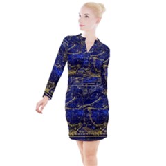 Constellation Horse Dolphin Button Long Sleeve Dress