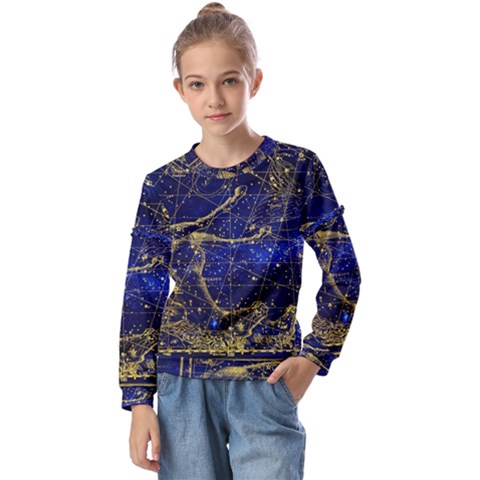 Constellation Horse Dolphin Kids  Long Sleeve Tee With Frill  by Wegoenart