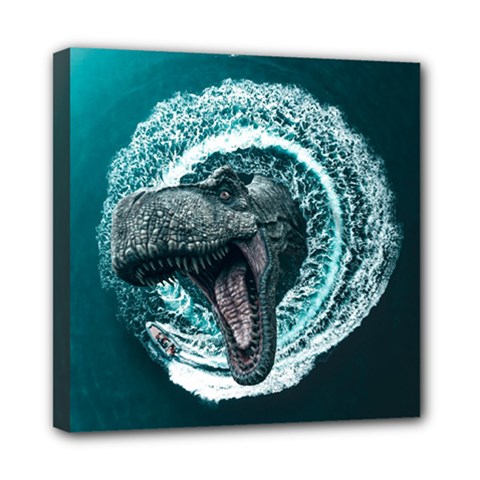 Dinosaur Sea Boat Fantasy Mini Canvas 8  X 8  (stretched) by Wegoenart