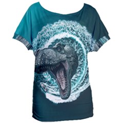 Dinosaur Sea Boat Fantasy Women s Oversized Tee by Wegoenart