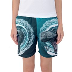 Dinosaur Sea Boat Fantasy Women s Basketball Shorts by Wegoenart