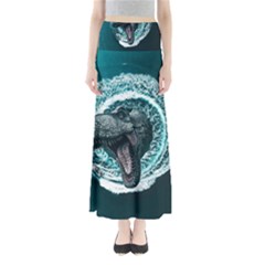 Dinosaur Sea Boat Fantasy Full Length Maxi Skirt by Wegoenart