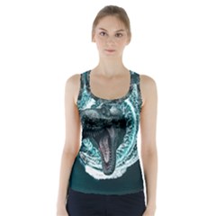 Dinosaur Sea Boat Fantasy Racer Back Sports Top by Wegoenart