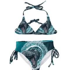 Dinosaur Sea Boat Fantasy Kids  Classic Bikini Set by Wegoenart