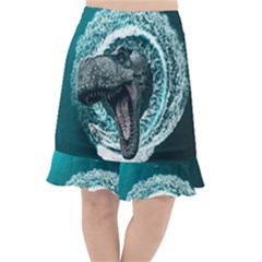 Dinosaur Sea Boat Fantasy Fishtail Chiffon Skirt by Wegoenart