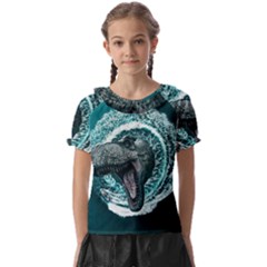 Dinosaur Sea Boat Fantasy Kids  Frill Chiffon Blouse by Wegoenart