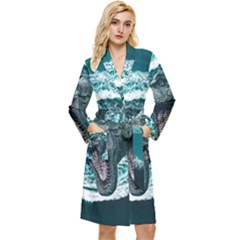 Dinosaur Sea Boat Fantasy Long Sleeve Velour Robe by Wegoenart