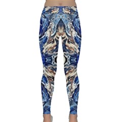 Gold On Cobalt Classic Yoga Leggings by kaleidomarblingart