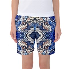 Gold On Cobalt Women s Basketball Shorts by kaleidomarblingart