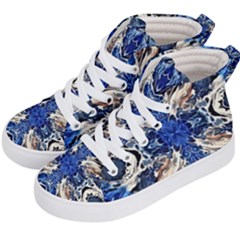 Gold On Cobalt Kids  Hi-top Skate Sneakers by kaleidomarblingart