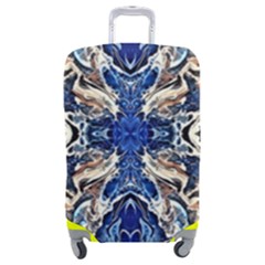 Gold On Cobalt Luggage Cover (medium) by kaleidomarblingart